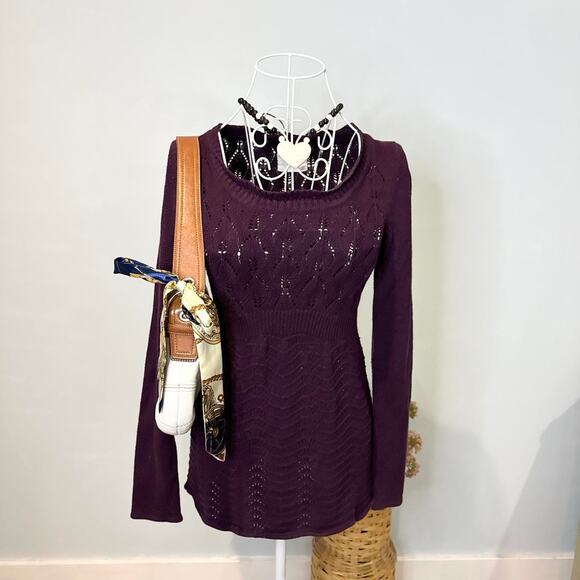 Cute vintage y2k purple babydoll sweater long sleeve blouse - Picture 1 of 6